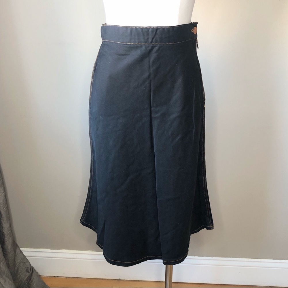 Gaultier Jeans Black Denim Look Midi Skirt 26"